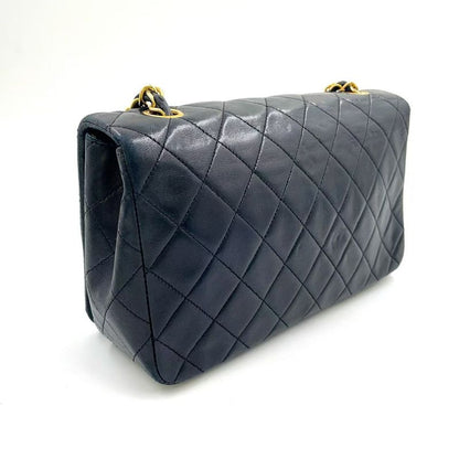 Chanel Full Flap Chain Shoulder Matelasse 1st Lambskin Black Shoulder Bag Gold