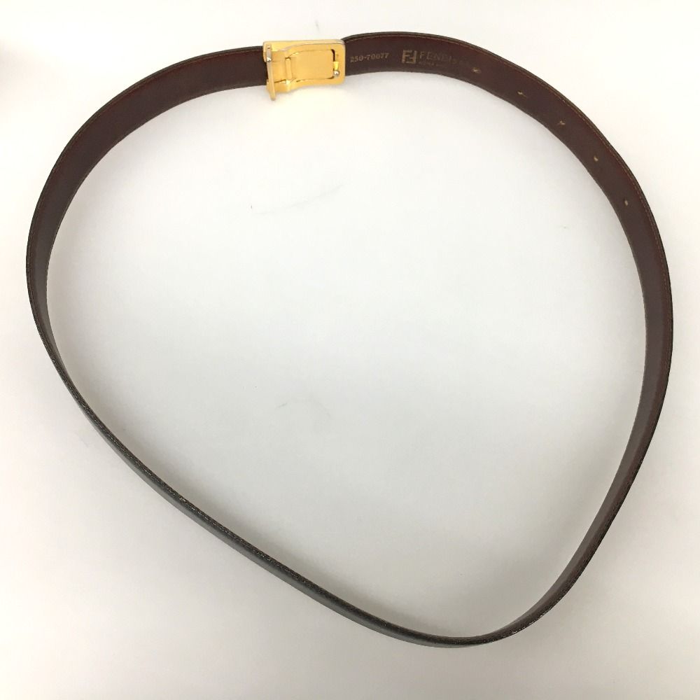 Fendi Sas Buckle Logo Leather Belt Vintage 250-70077 Black X Brown