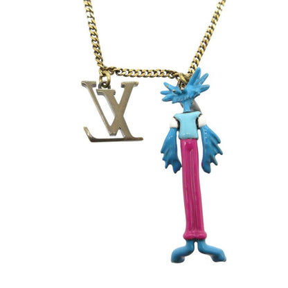 Louis Vuitton LV Animal's Zoom Kun Mp2928 Necklace Metal/enamel Gold/blue/pink