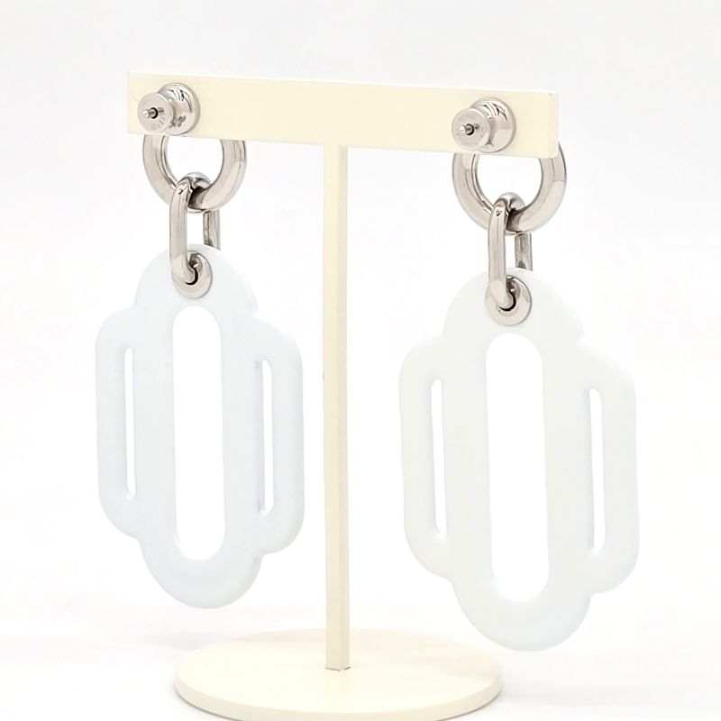 Hermes Attrage Earrings Binaural Enamel White/multicolor Stud Earrings With Box