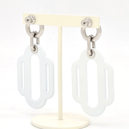 Hermes Attrage Earrings Binaural Enamel White/multicolor Stud Earrings With Box