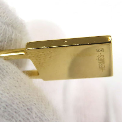 Hermes Necklace Eau Kelly Cadenas Metal Leather Gold Brown GP Engraved Y