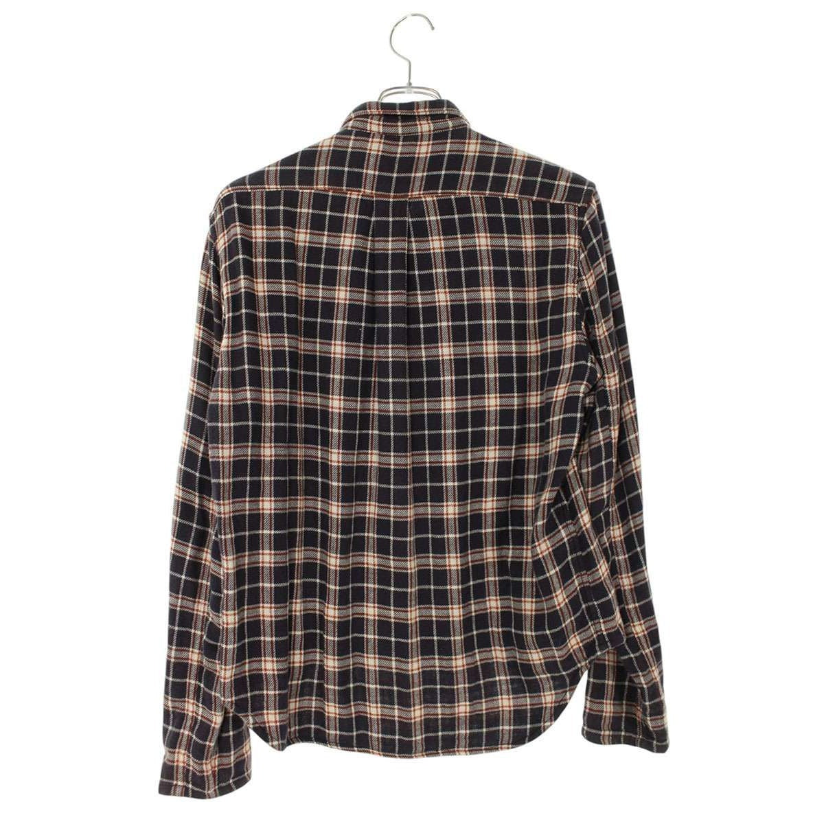 Chrome Hearts Not Heywood Daga Zip Up Flannel Check Long Sleeve Shirt Navy- Red — view 2