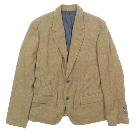 Dolce & Gabbana Light Melton Wool Tailored Jacket Black Leather Unlined Brown 50