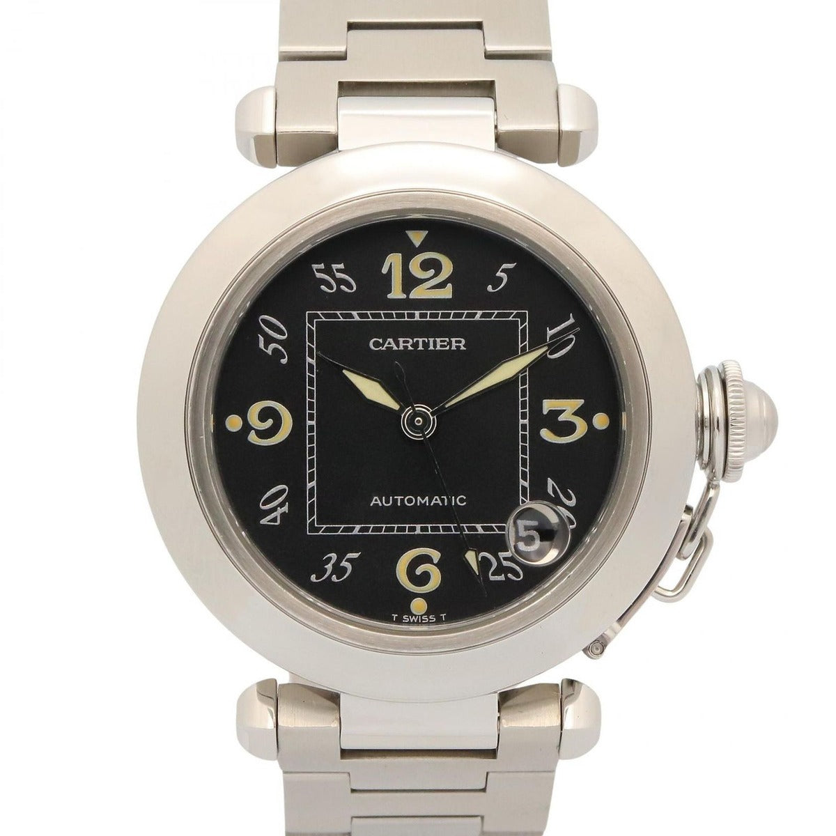 Cartier Watch Pasha C Black Stainless Steel