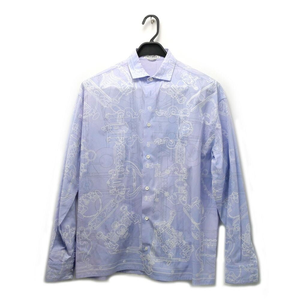 Hermes Long Sleeve Shirt Mors Et Gourmettes 38 Blue Top