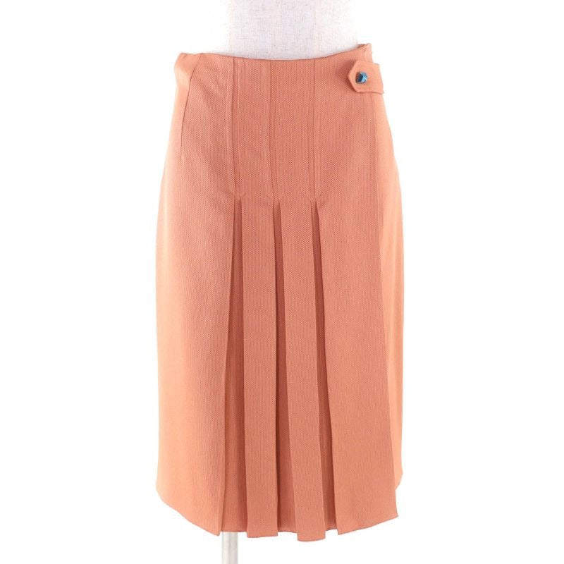 Hermes 21 AW Silk Blend Silver Hardware Meddle Button Knee Length Tight Skirt