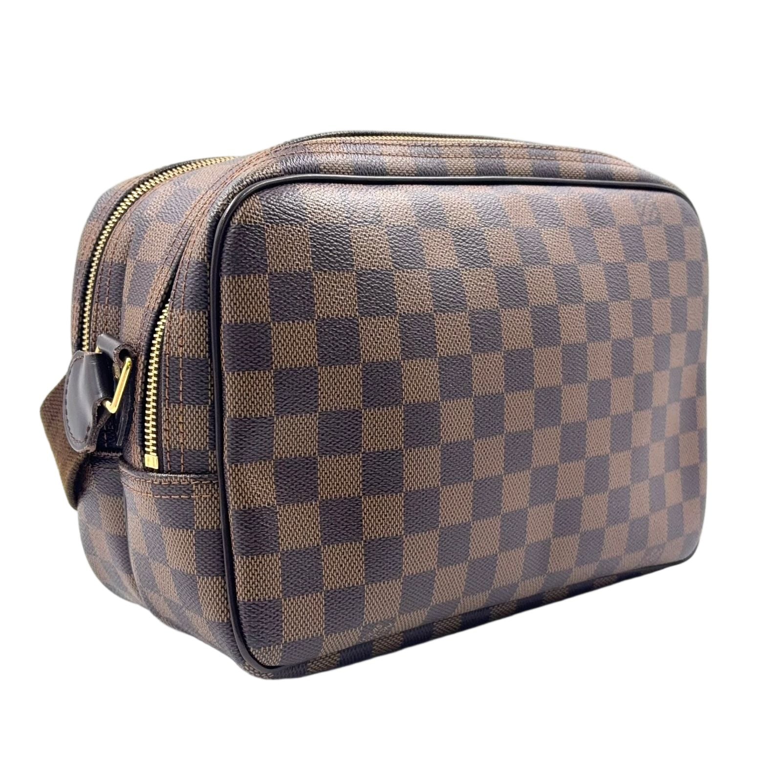 Louis Vuitton Reporter PM Damier Ebene Leather Brown Shoulder Bag Gold — view 2