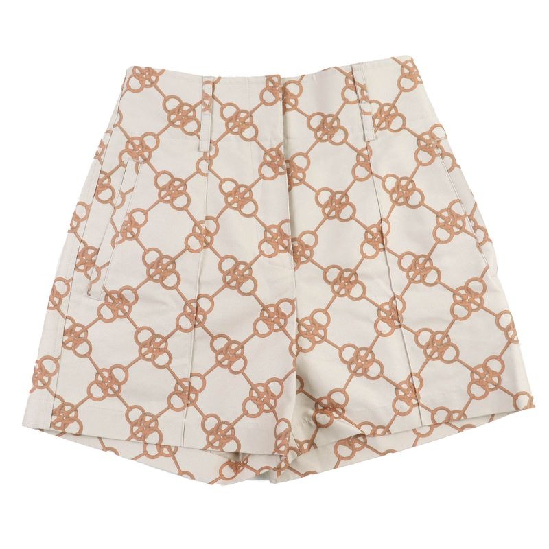 Hermes 2 E0456 dx Cotton Bit Pattern Design Shorts Beige Brown 34
