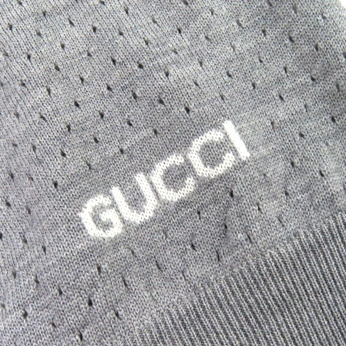 Gucci Wool Logo Knit Long Sleeve Polo Shirt Gray M Recommended — view 5