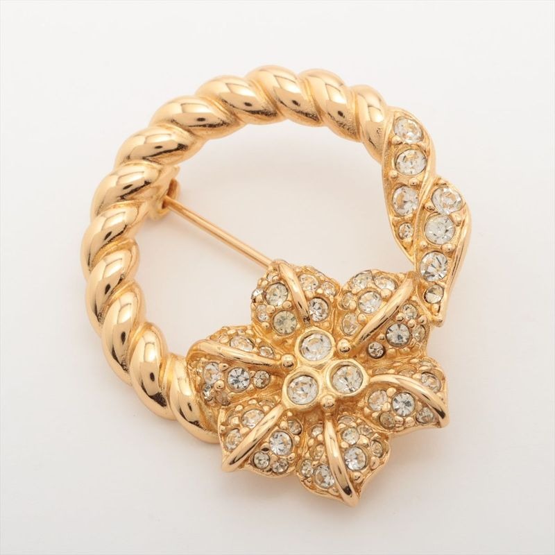 Christian Dior Brooch GP And Rhinestone