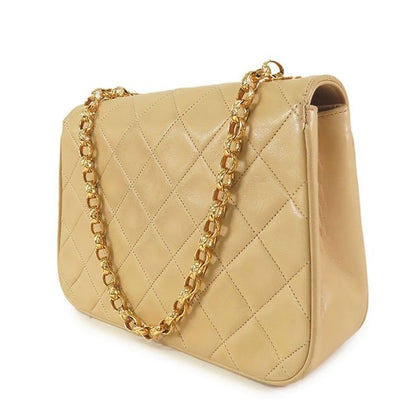 Chanel Quilted Shoulder Bag Beige Gold Lambskin Vintage — view 2