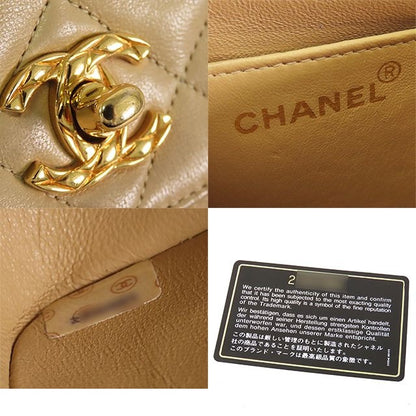 Chanel Quilted Shoulder Bag Beige Gold Lambskin Vintage — view 7