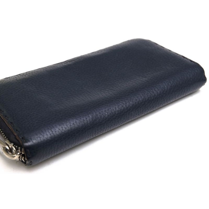 Fendi Long Wallet Women Leather Navy Blue 8 M0374 — view 4