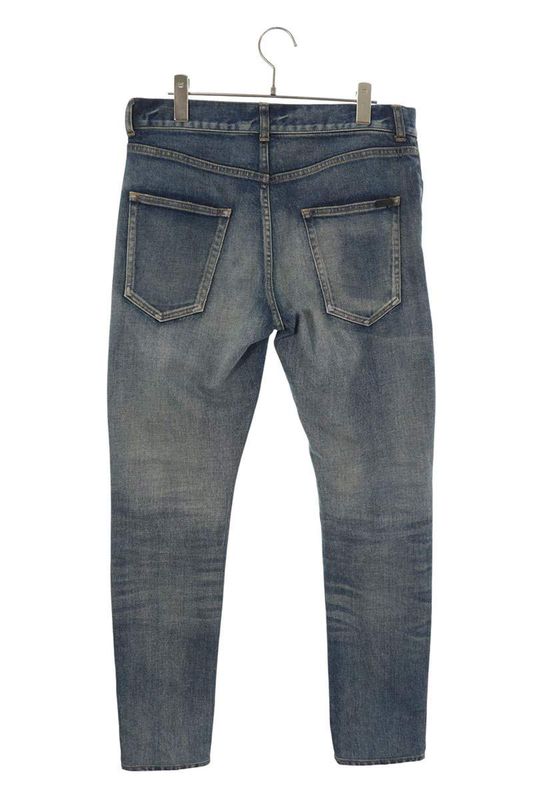 Saint Laurent Paris 622876 Y507r Leather Denim Pants With Patches Men's 30