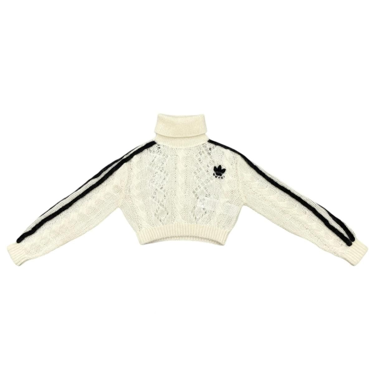 Gucci Adidas Collaboration Sweater Turtleneck Cropped Length Knit XS Logo White