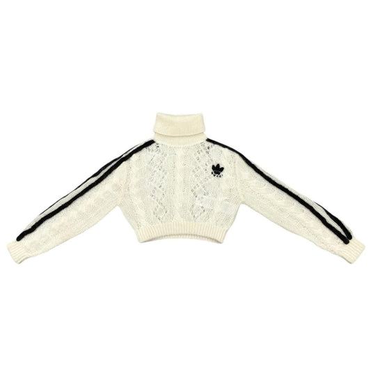 Gucci Adidas Collaboration Sweater Turtleneck Cropped Length Knit XS Logo White