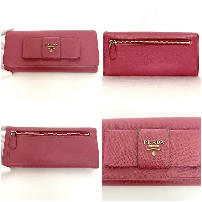 Prada Bifold Long Wallet Pink 1m1132 Wallet Saffiano Leather