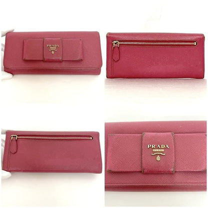 Prada Bifold Long Wallet Pink 1m1132 Wallet Saffiano Leather