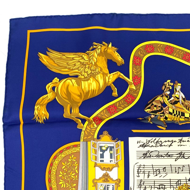 Grade Hermes Carre 90 In Salzburg Scarf 100% Silk Royal Blue