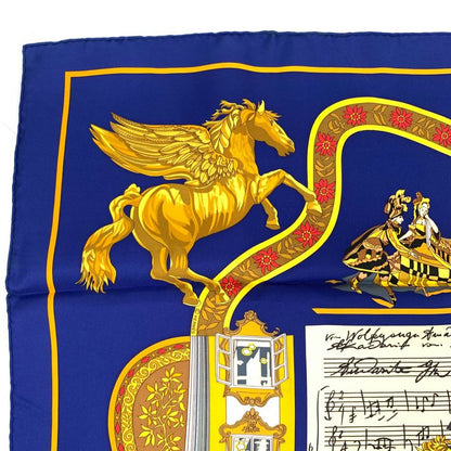 Grade Hermes Carre 90 In Salzburg Scarf 100% Silk Royal Blue