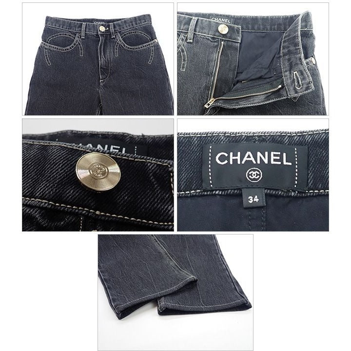 Chanel Washed Denim Jeans Bottoms Size 34 Gray Casual — view 3