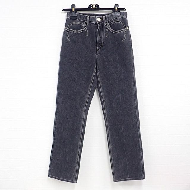 Chanel Washed Denim Jeans Bottoms Size 34 Gray Casual
