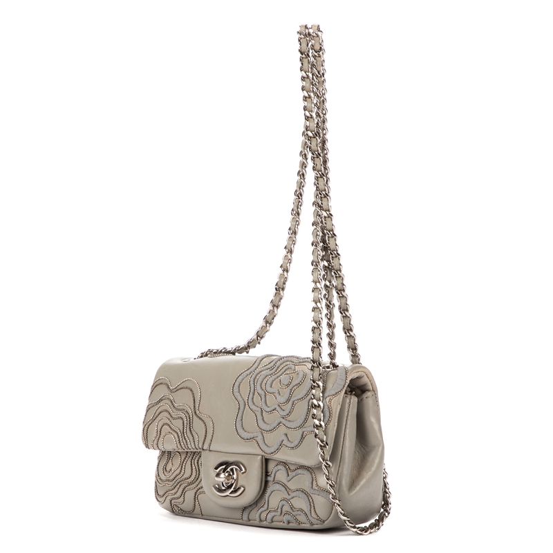 Chanel "timeless Flower Embroidery" Light Green Lambskin Leather A