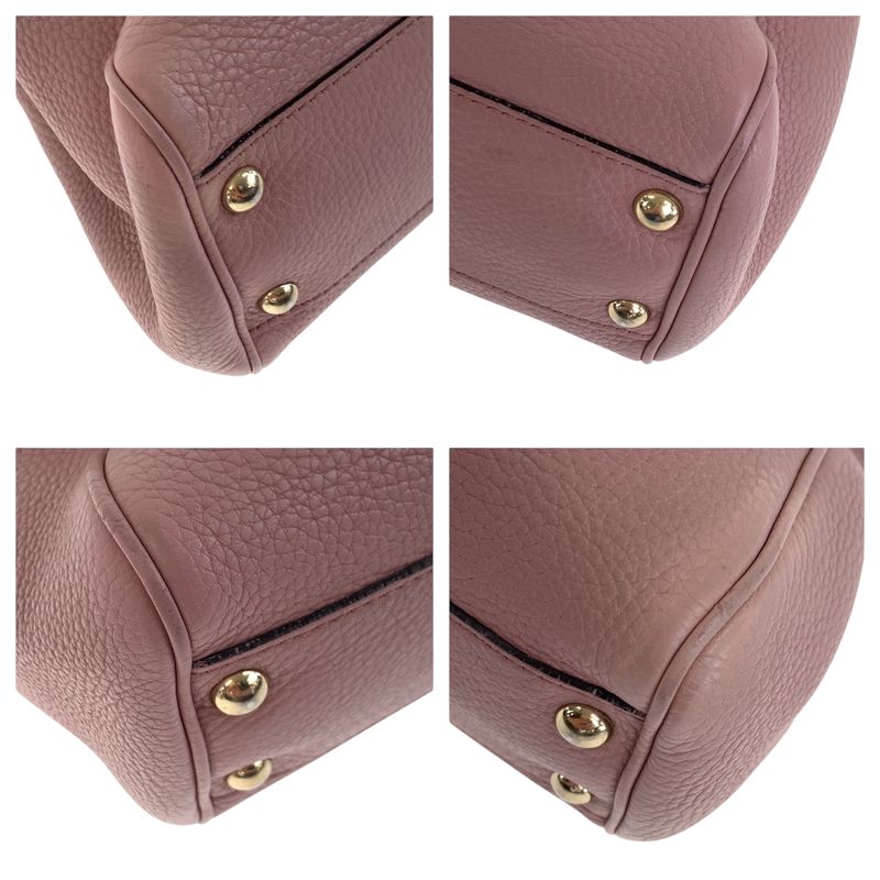 Gucci Bamboo Pink Brown Silver Hardware Leather 336082 Handbag Tote Bag Women