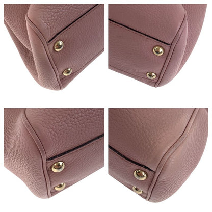 Gucci Bamboo Pink Brown Silver Hardware Leather 336082 Handbag Tote Bag Women