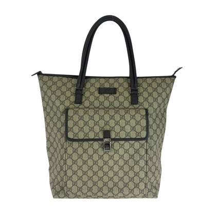 Gucci Beige Brown Silver Hardware GG Supreme Canvas 108832 Tote Bag Shoulder