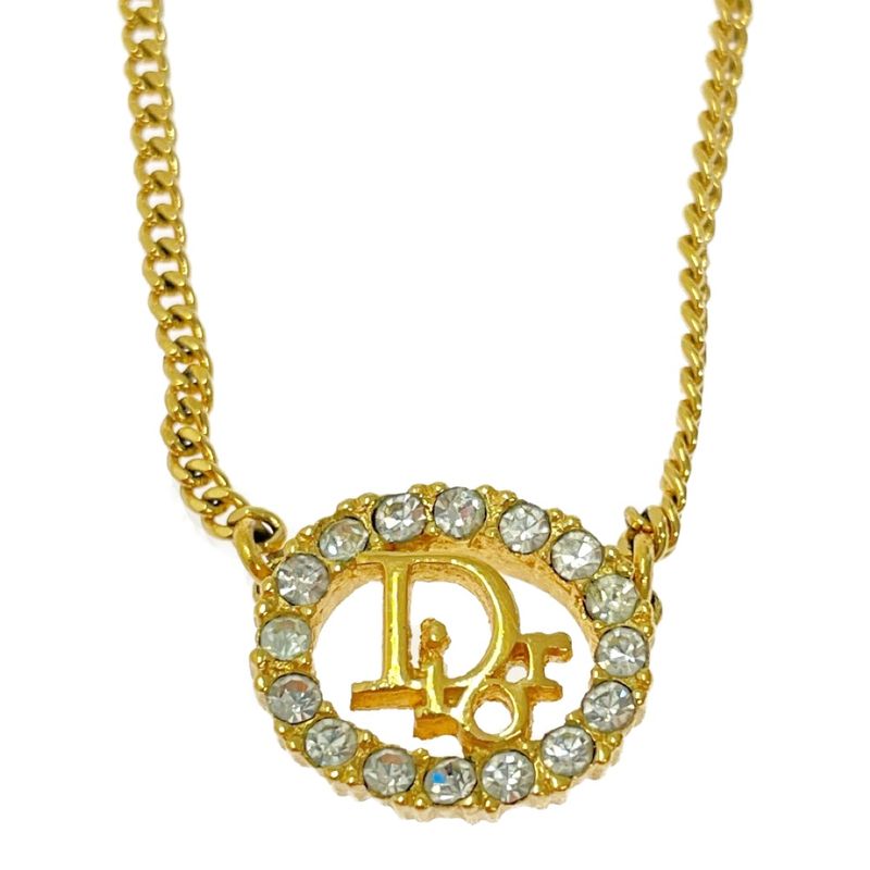 Christian Dior GP Rhinestone Dior Logo Necklace Gold 321989 Necklace