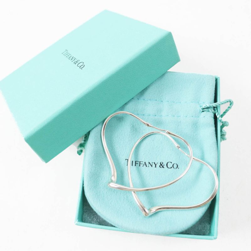 Tiffany & Co Open Heart Medium Binaural Hoop Earrings Ag925
