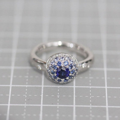 Chanel Sapphire Diamond Ring 18K White Gold 750 E0969