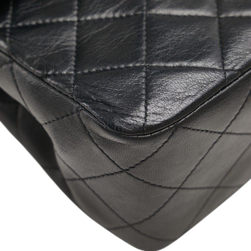 Chanel Matelasse Coco Mark Double Flap Black Gold Lambskin Women's Chanel