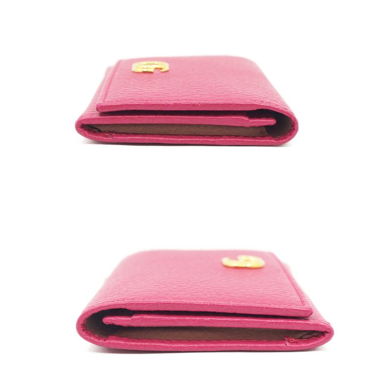 Gucci 739525 GG Marmont Wallet Pink Gold Hardware Card Case Leather
