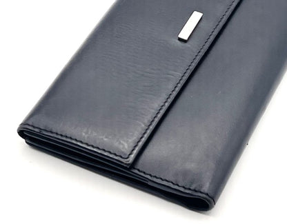 Gucci Long Wallet Logo Black Leather 08bs166