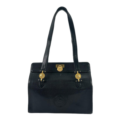Versace Sunburst Leather Black Tote Bag Gold