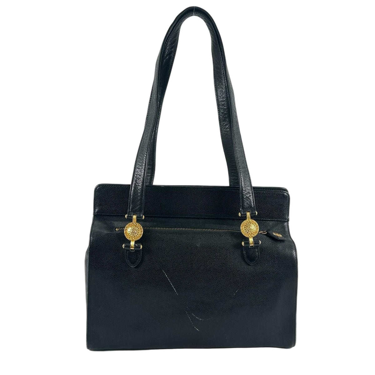 Versace Sunburst Leather Black Tote Bag Gold — view 2