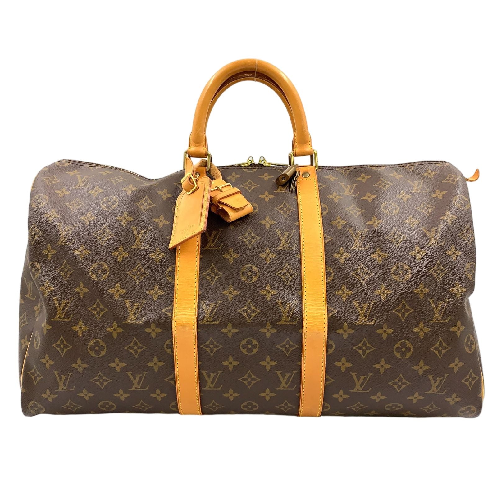Louis Vuitton Keepall 50 Monogram Leather Brown Light Boston Bag Gold