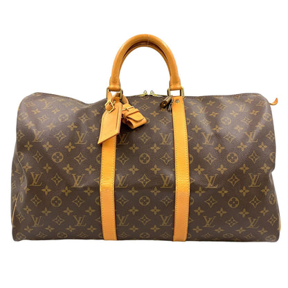 Louis Vuitton Keepall 50 Monogram Leather Brown Light Boston Bag Gold
