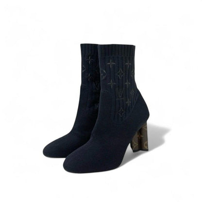 Louis Vuitton Silhouette Line Monogram Boots Short Shoes Fabric Leather