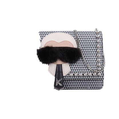Fendi Carlito Lagerfeld Studs Multicolor Leather Messenger Bag