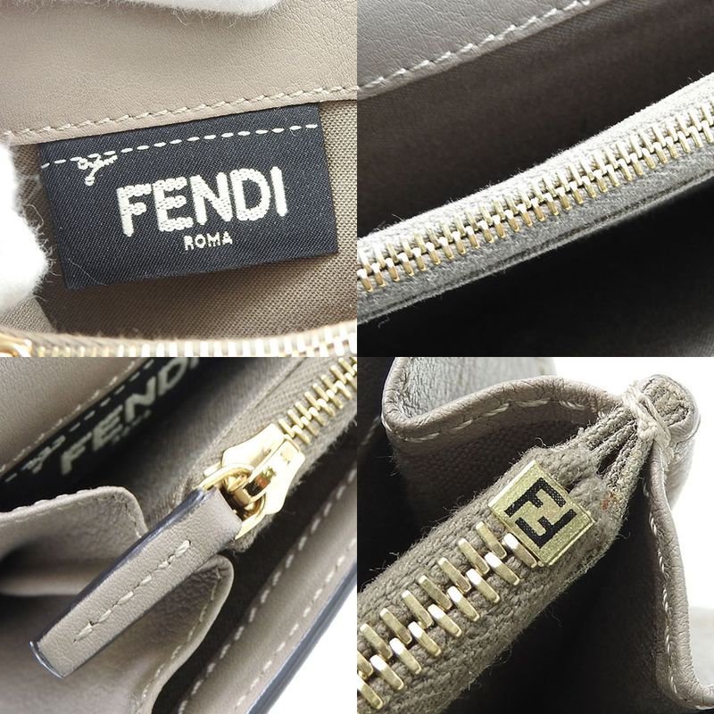 Fendi Bifold Wallet 8m0308 Peekaboo Leather Beige Glaze Gold Hardware Long