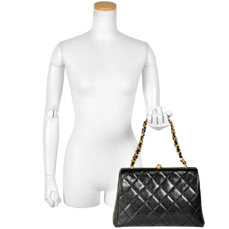 Chanel Handbag Caviar Skin Black Gold Hardware 3rd Platform Gusset Vintage