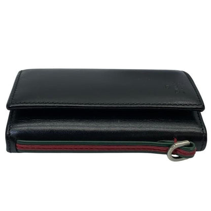 Gucci 131928 6-stack Key Case Key Ring Sherry Line Web Stripe Leather Black