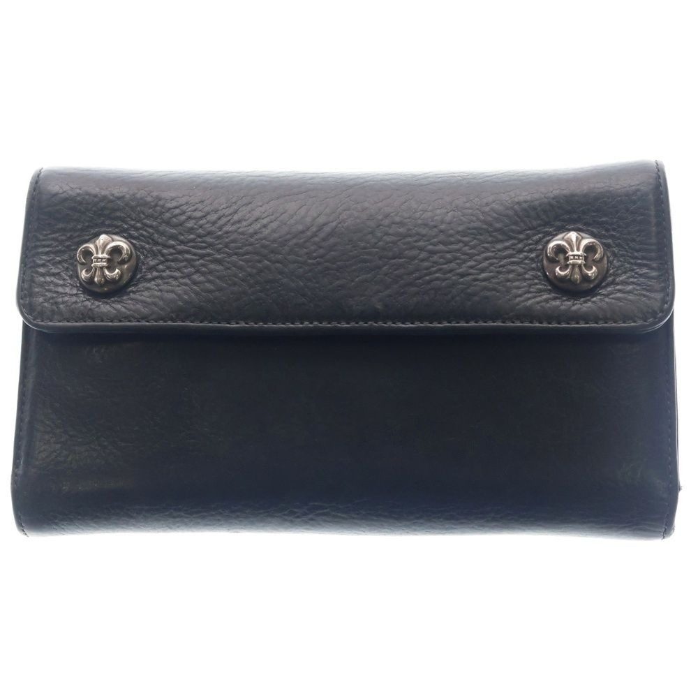 Chrome Hearts Wave BS Fluer Leather Wallet Black