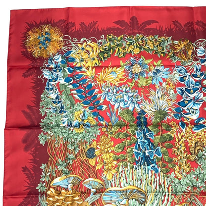 Hermes Scarf Silk L'ile Deserte Human Island Carre 90 Red — view 3