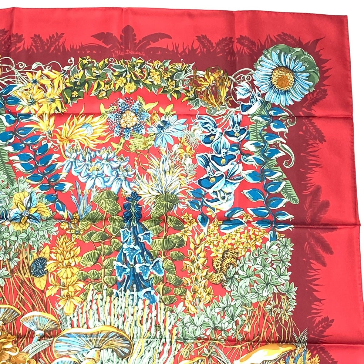 Hermes Scarf Silk L'ile Deserte Human Island Carre 90 Red — view 4