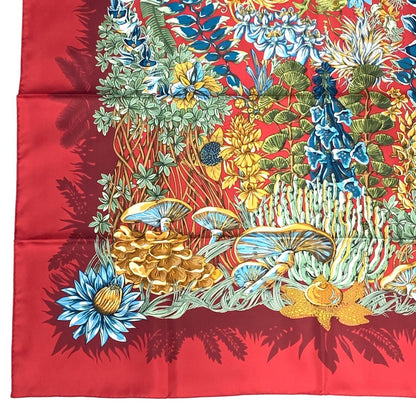 Hermes Scarf Silk L'ile Deserte Human Island Carre 90 Red — view 5